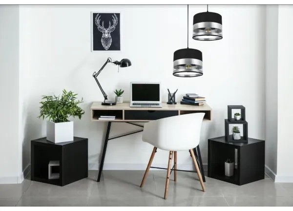 Lustră pe cablu MILO 2xE27/60W/230V argintie/neagră