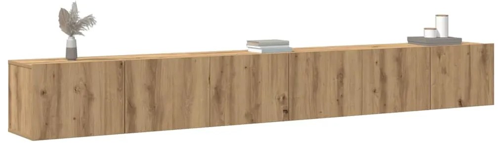 vidaXL Set dulap TV 3 piese montat pe perete Stejar artizanal