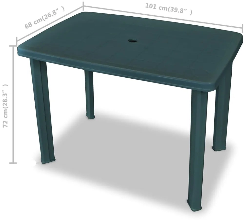 Set mobilier bistro, 3 piese, verde, plastic Verde, 3