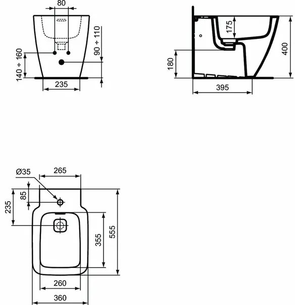 Bideu pe padoseala Ideal Standard Strada II BackToWall