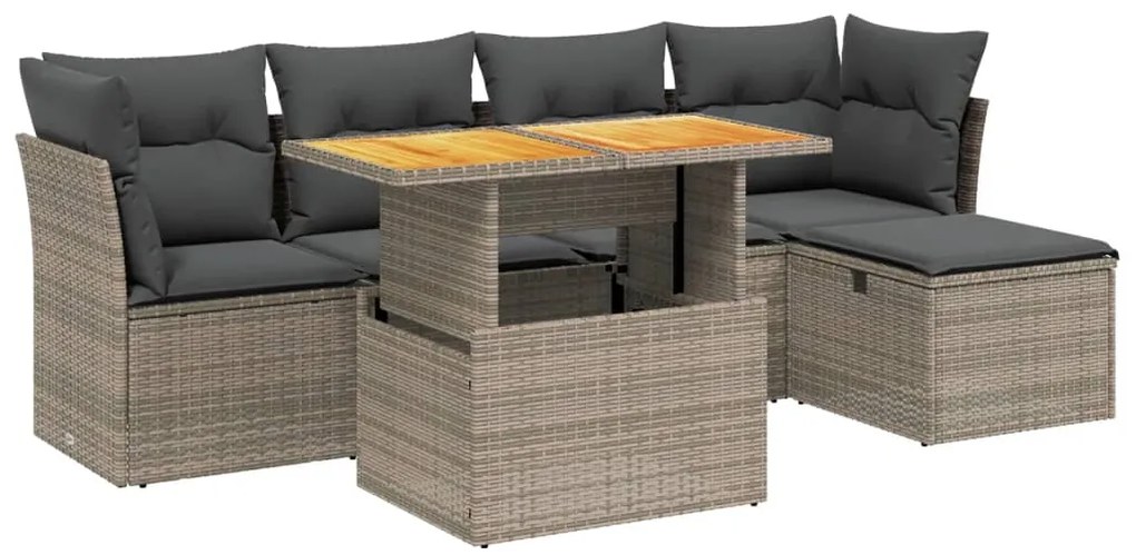 3275468 vidaXL Set mobilier grădină cu perne, 6 piese, gri, poliratan