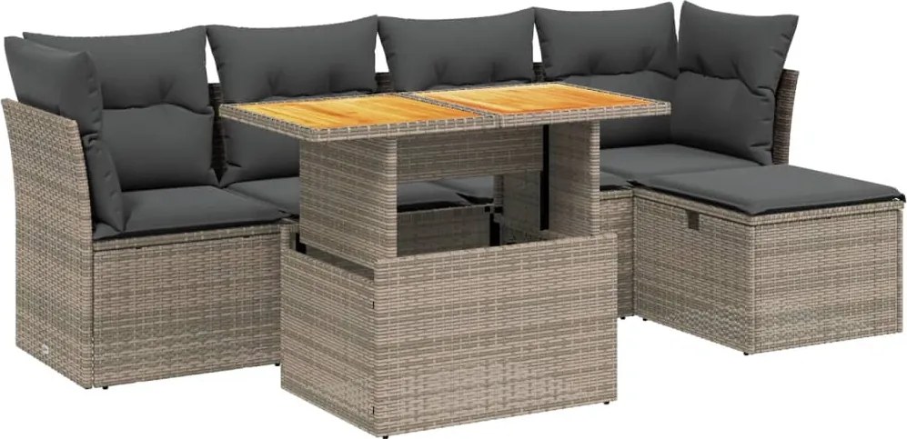 vidaXL Set mobilier grădină cu perne, 6 piese, gri, poliratan