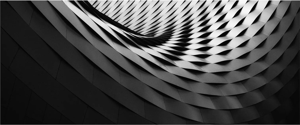 Tablou abstract - spirală alb neagră (120x50 cm)