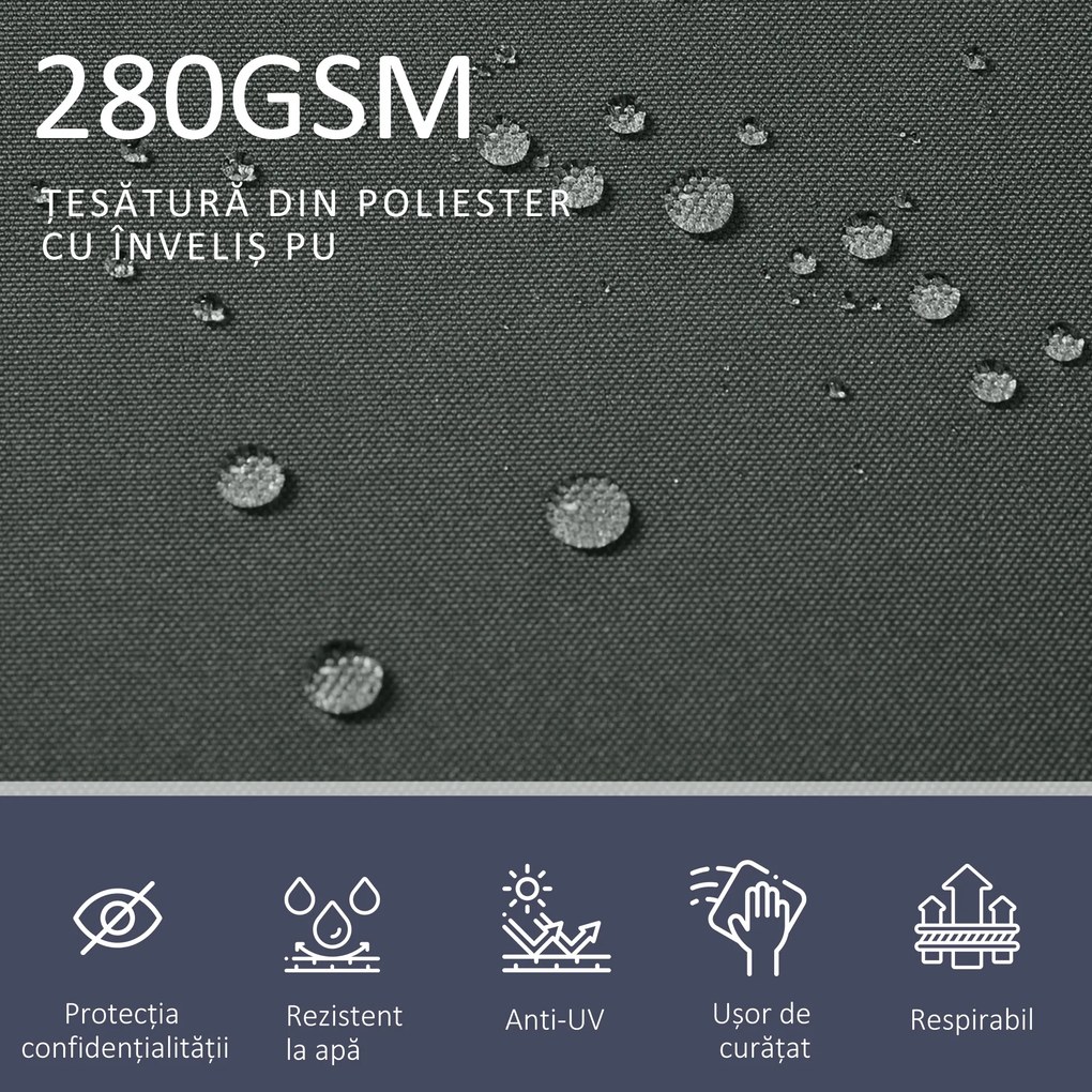 Outsunny Perdea Laterală Retractabilă cu Mâner, Paravan din Metal și Poliester 180 g/m², Anti-UV, pentru Intimitate Exterior, pentru Balcon Grădină, 600x180 cm, Gri | Aosom Romania