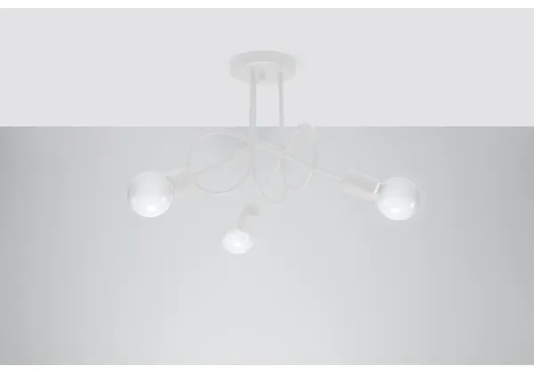 Lustră pe tijă Sollux SL.1431 LOOP 3xE27/15W/230V alb