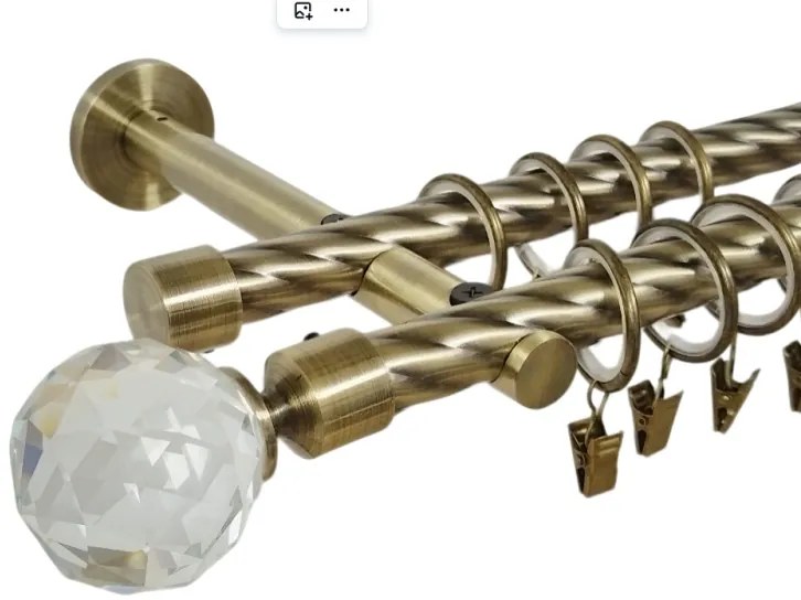 Galerie dubla twist prindere perete picior universal kula crystal 19/19 aur antic (Alege marime: 120 cm)