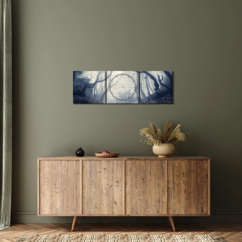 Tablou - Pădurea în ceață (cu ceas) (90x30 cm)