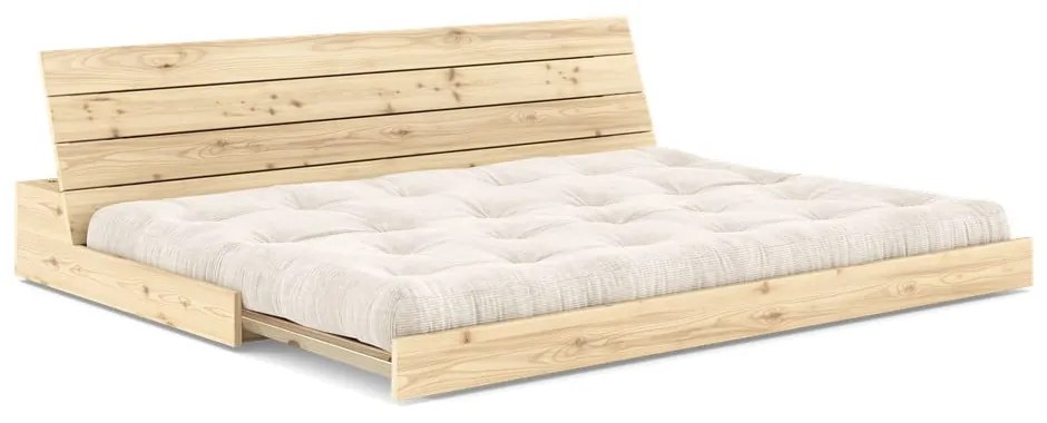 Canapea albă extensibilă cu tapițerie din catifea reiată 196 cm Base – Karup Design