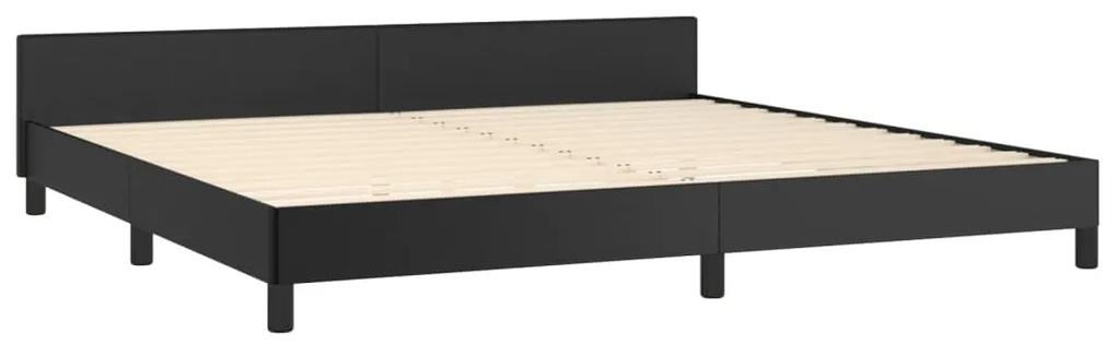 Cadru de pat cu tablie, negru, 200x200 cm, piele ecologica Negru, 200 x 200 cm, Nasturi de tapiterie