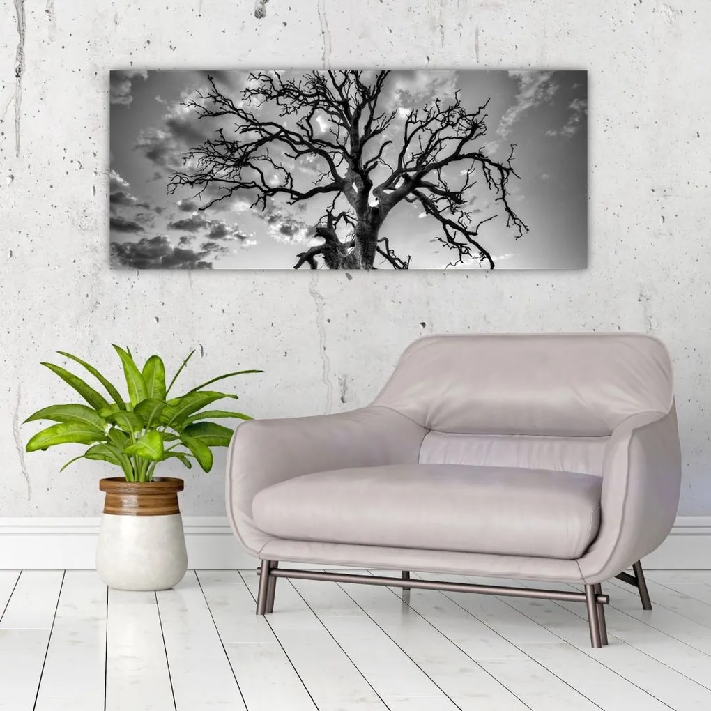 Tablou - Copacul, alb-negru (120x50 cm)