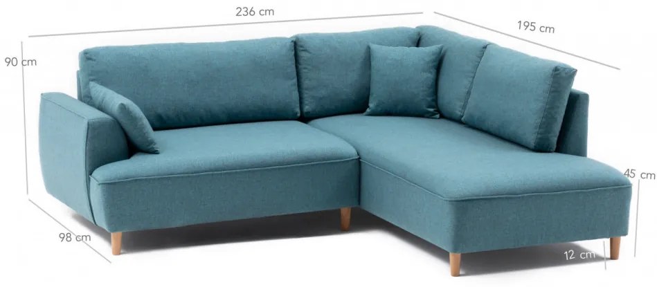 Coltar Felix Extra Soft Corner Sofa Right, Turquoise