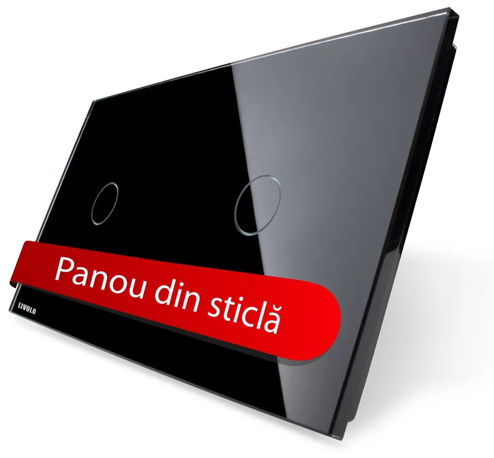 Panou intrerupator simplu+simplu cu touch Livolo din sticla