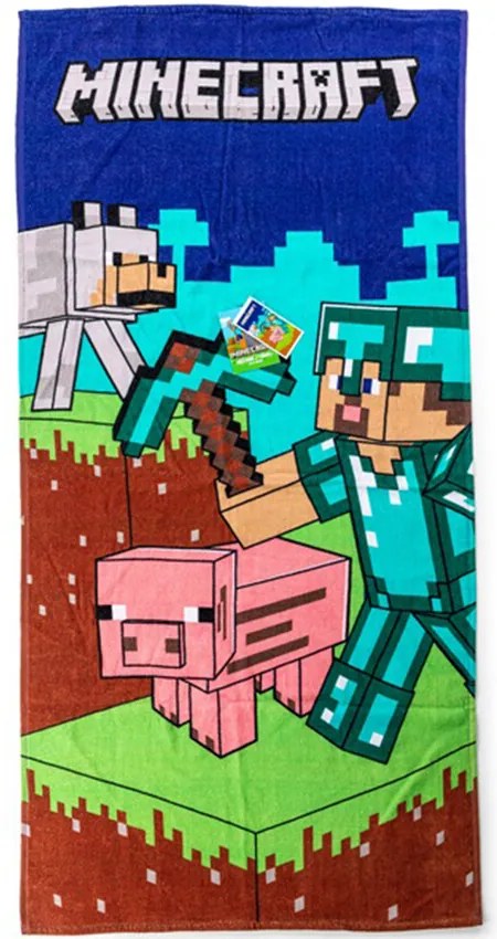 Carbotex Prosop pentru copii MinecraftDescoperă-ți lumea, 70 x 140 cm
