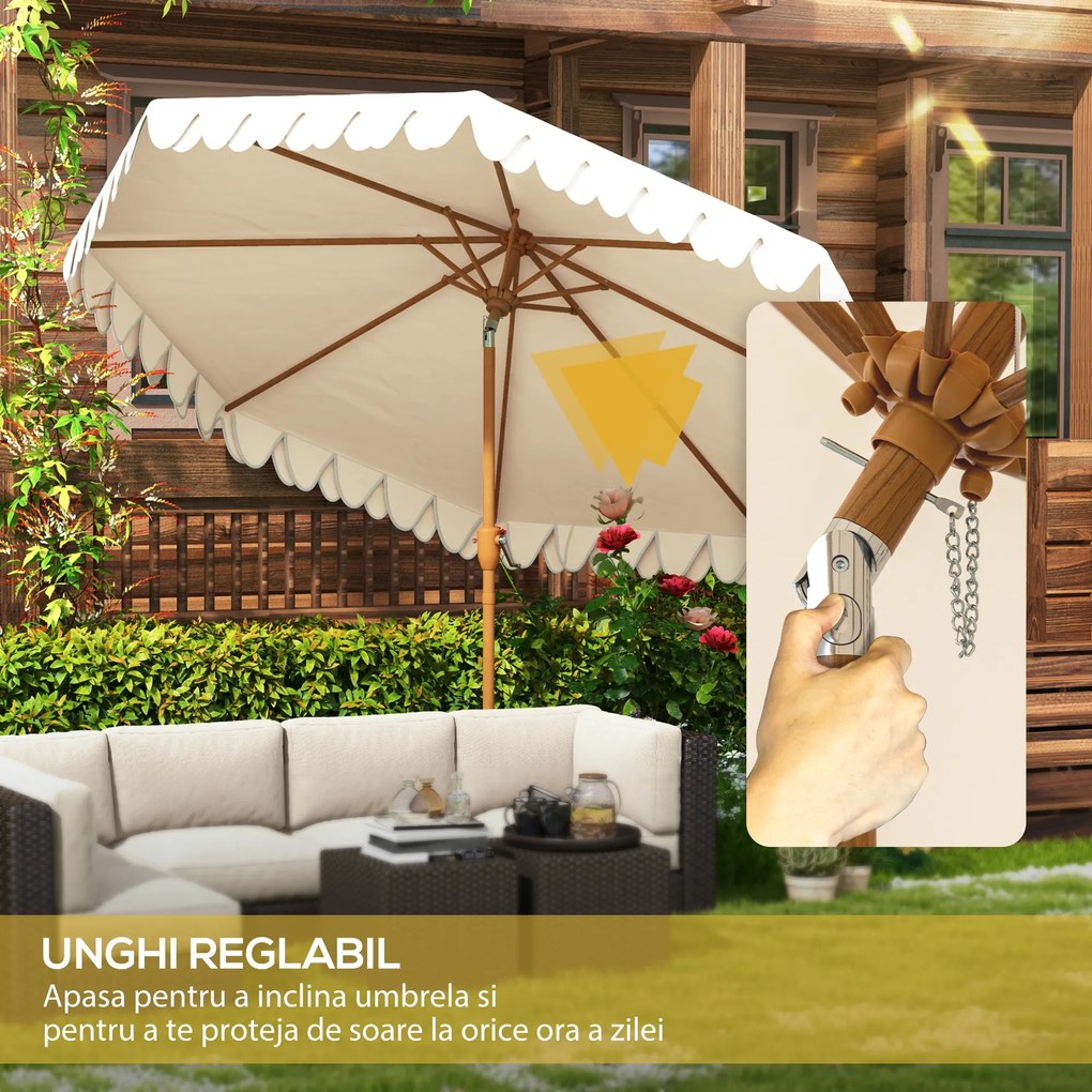 Outsunny Umbrelă de Grădină cu Deschidere cu Manivelă, Fald Dublu şi Înclinabil, 2.7x2.4 m, Alb Crem | Aosom Romania