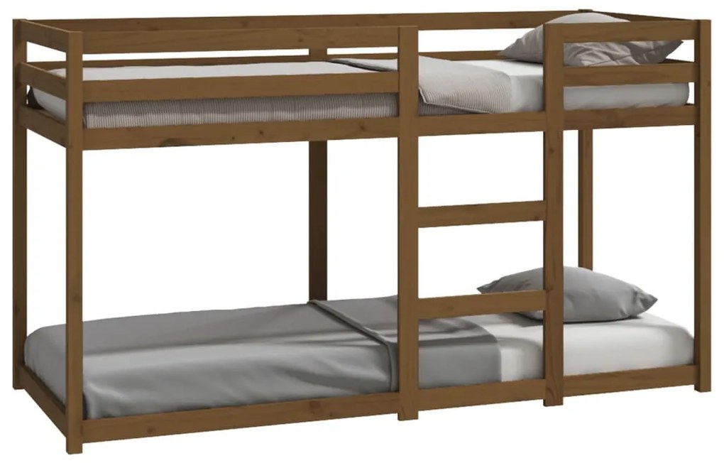 821662 vidaXL Pat supraetajat, maro miere, 75x190 cm, lemn masiv de pin