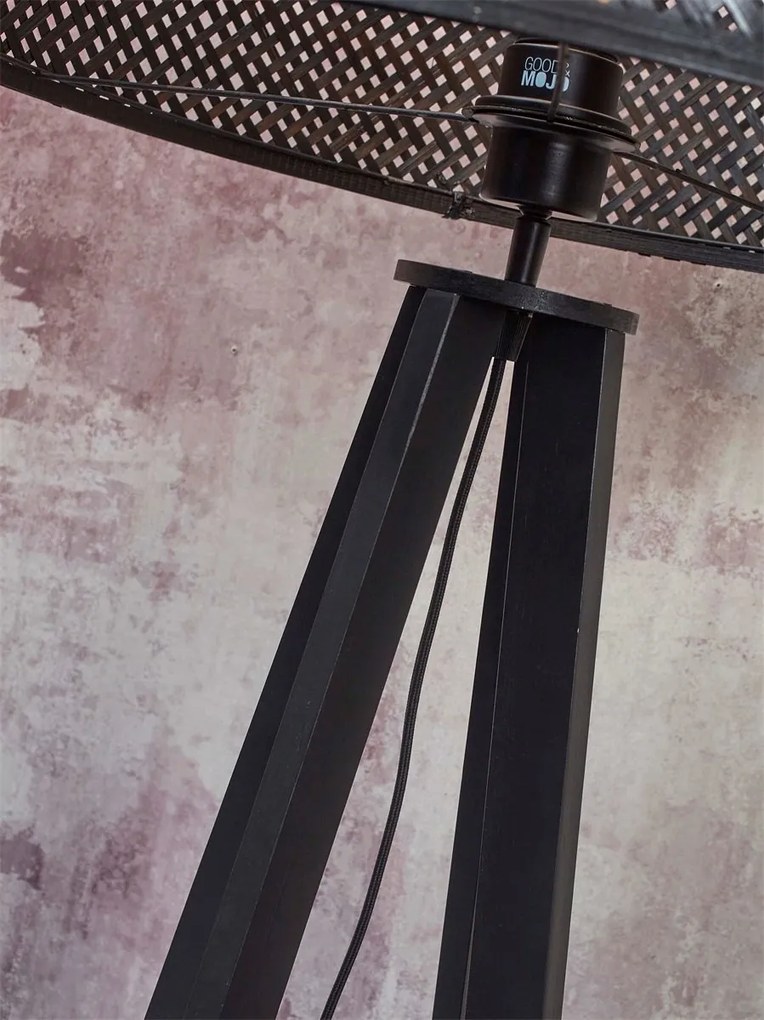 Lampadar eco din bambus Java 4-legs bl/50x22, negru/ natur