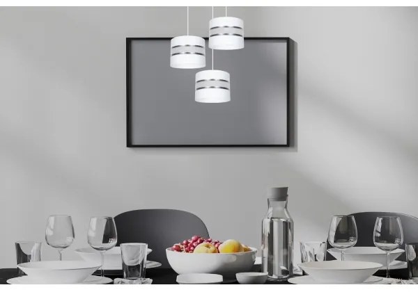 Lustră pe cablu CORAL 3xE27/60W/230V alb/crom d. 45 cm