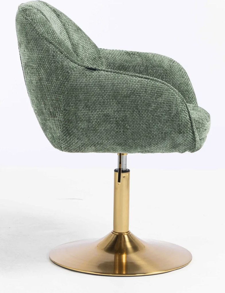 HR2055N Scaun Verde Salvie Grid Premium cu Bază Aurie