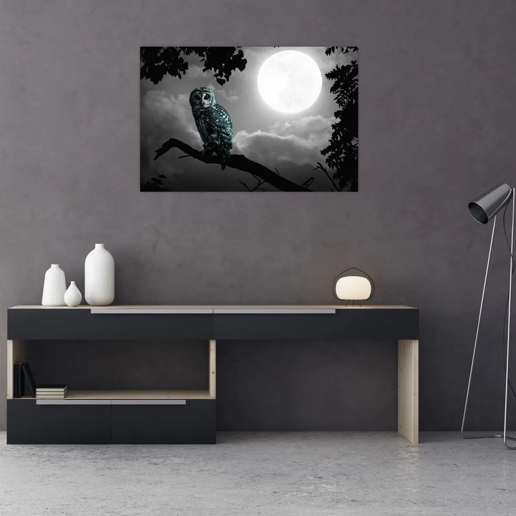 Tablou - Bufniță de noapte, albastru (90x60 cm)