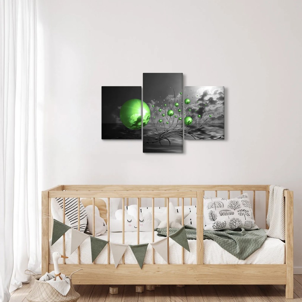Tabloul bilelor verzi abstracte (90x60 cm)