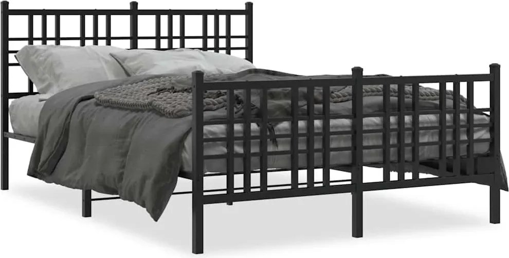 vidaXL Cadru pat metalic cu tăblie de cap/picioare, negru, 120x200 cm