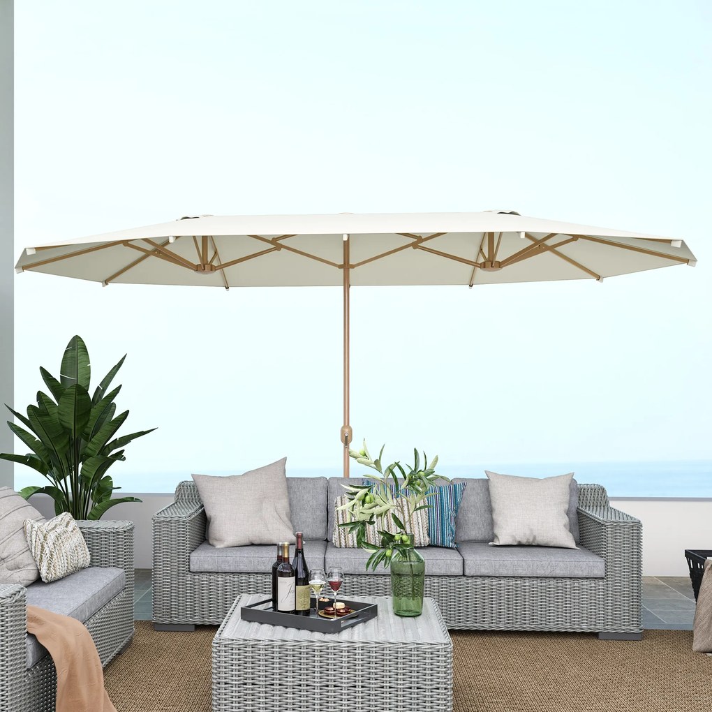 Outsunny Umbrelă de Soare cu Două Fețe și Mâner cu Manivelă Ușor de Utilizat, 455x265x238 cm, Bej | Aosom Romania