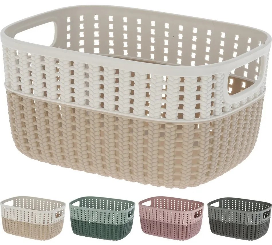Coș de plastic Duo, crem, 23,5 x 17,5 x 11,5 cm