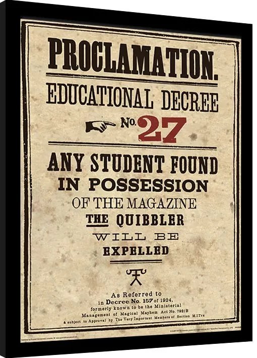 Poster înrămat Harry Potter - Educational Decree No. 27