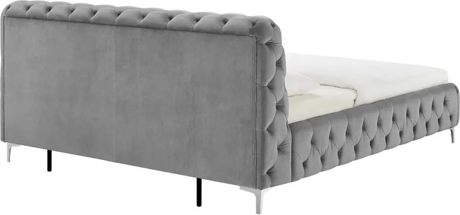 Pat elegant tapitat cu catifea gri MODERN BAROCK 180x200cm A-46162 VC