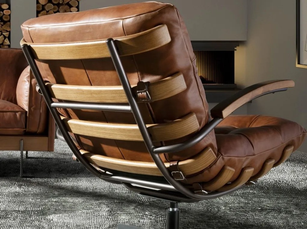 Fotoliu pivotant design LUX Dark Brown Leather