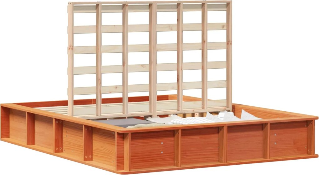 vidaXL Cadru de pat Maroniu cerat 150 x 200 cm Lemn de pin masiv