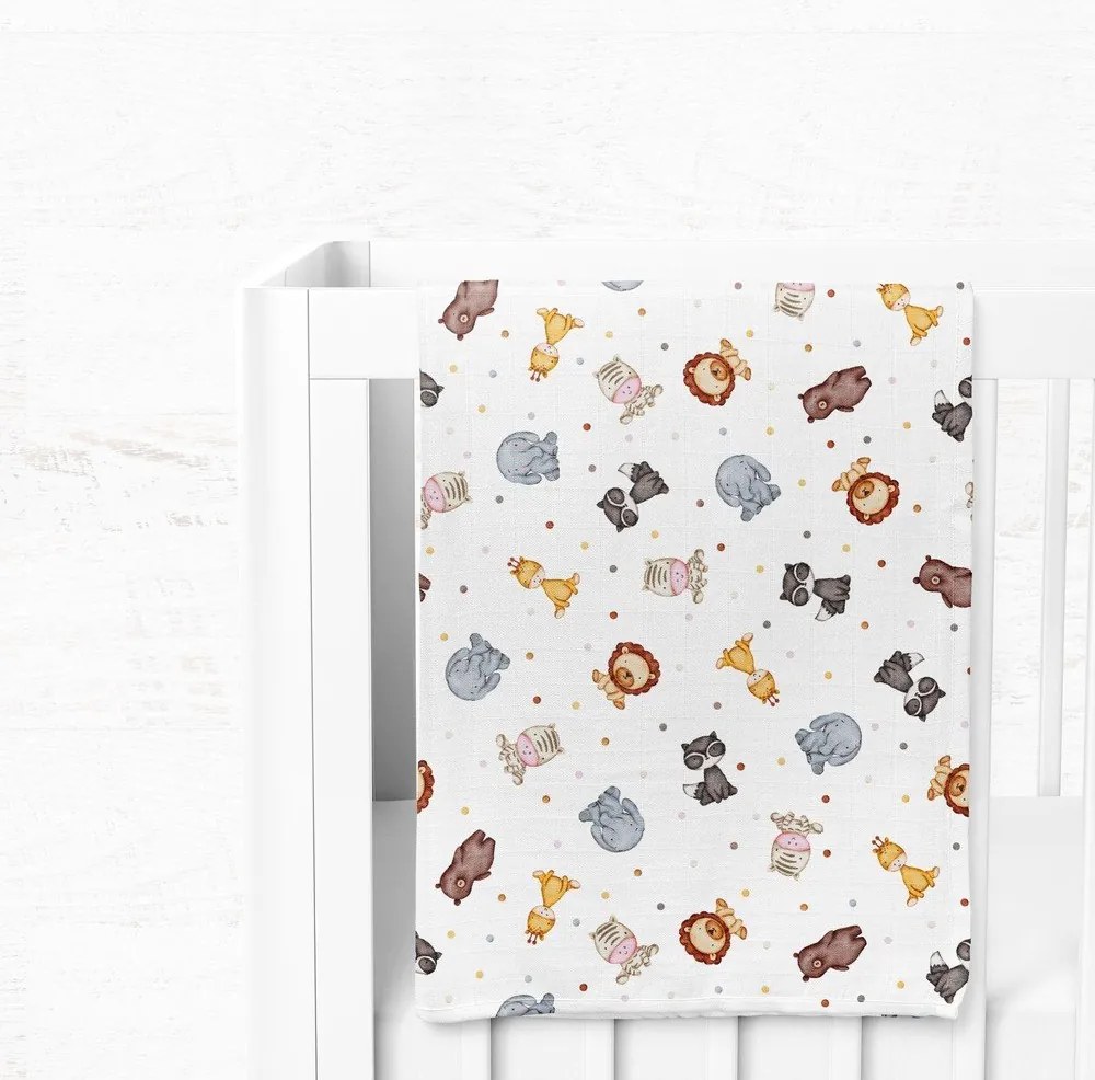 Pătură pentru copii albă din muselină 75x100 cm Zoo – Mijolnir