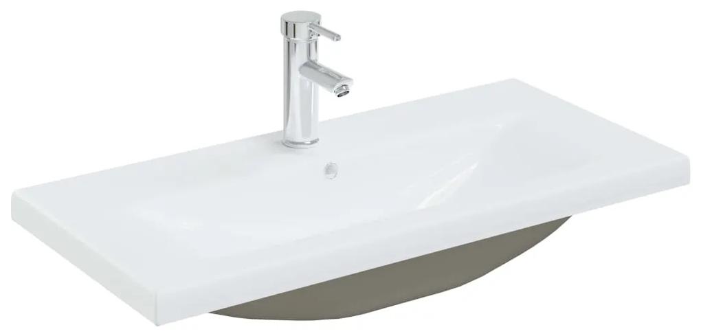 Chiuveta incorporata cu robinet, alb, 81x39x18 cm, ceramica 81 x 39 x 18 cm