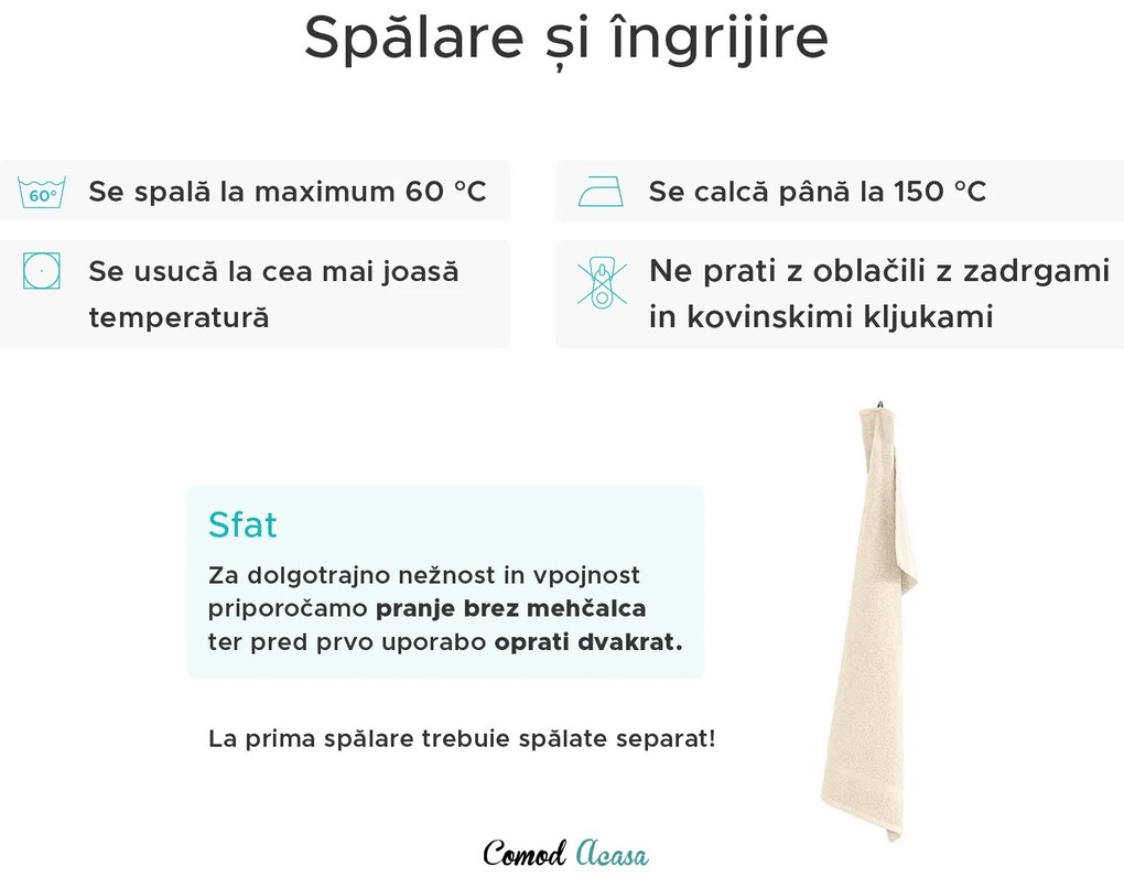 Prosop CLARYSSE ELEGANCE 70x140 cm crem, 100% bumbac