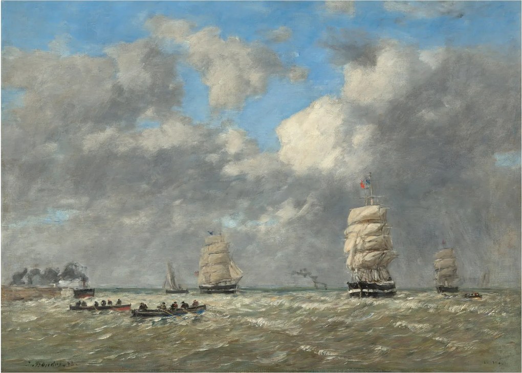 Tablou pe sticlă - Eugène Boudin, Le Havre, reproducere (70x50 cm)