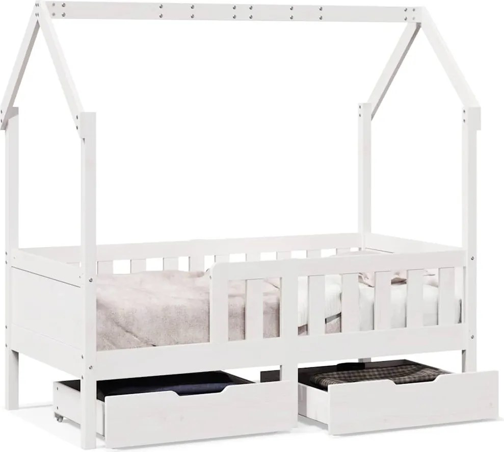 vidaXL Cadru de pat cu sertare de copii, 70x140 cm, lemn masiv de pin