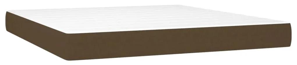 Pat box spring cu saltea, maro inchis, 160x200 cm, textil Maro inchis, 25 cm, 160 x 200 cm