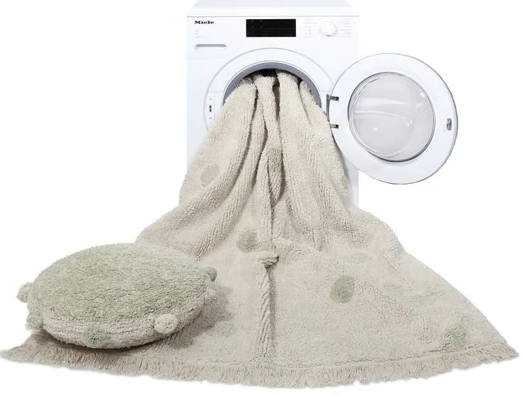 Covor pentru copii kaki/crem lavabil/țesut manual din bumbac 120x160 cm Hippy Dots Olive – Lorena Canals
