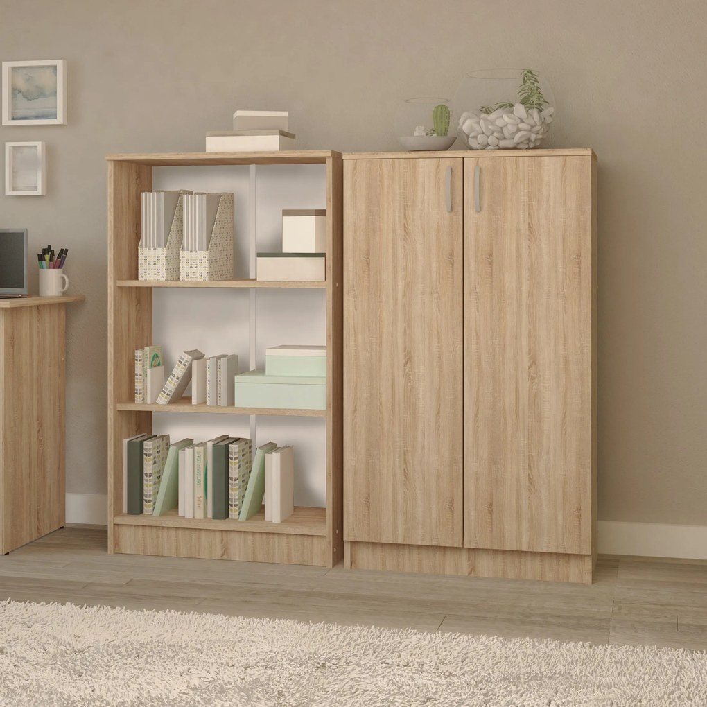Biblioteca haaus Flint, 2 Usi, Stejar Sonoma, 70 x 32 x 122 cm