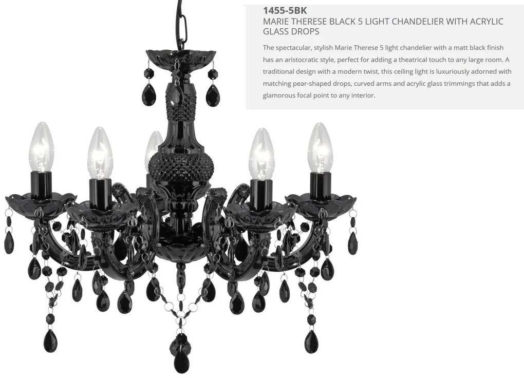 Candelabru stil clasic Marie Therese 5L negru 1455-5BK SRT