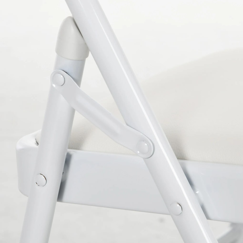 HOMCOM Set de 4 scaune pliante, scaune portabile de birou, picioare din metal, faltstuhl pentru birou, recepție, sala de așteptare, piele ecologică, alb | Aosom Romania