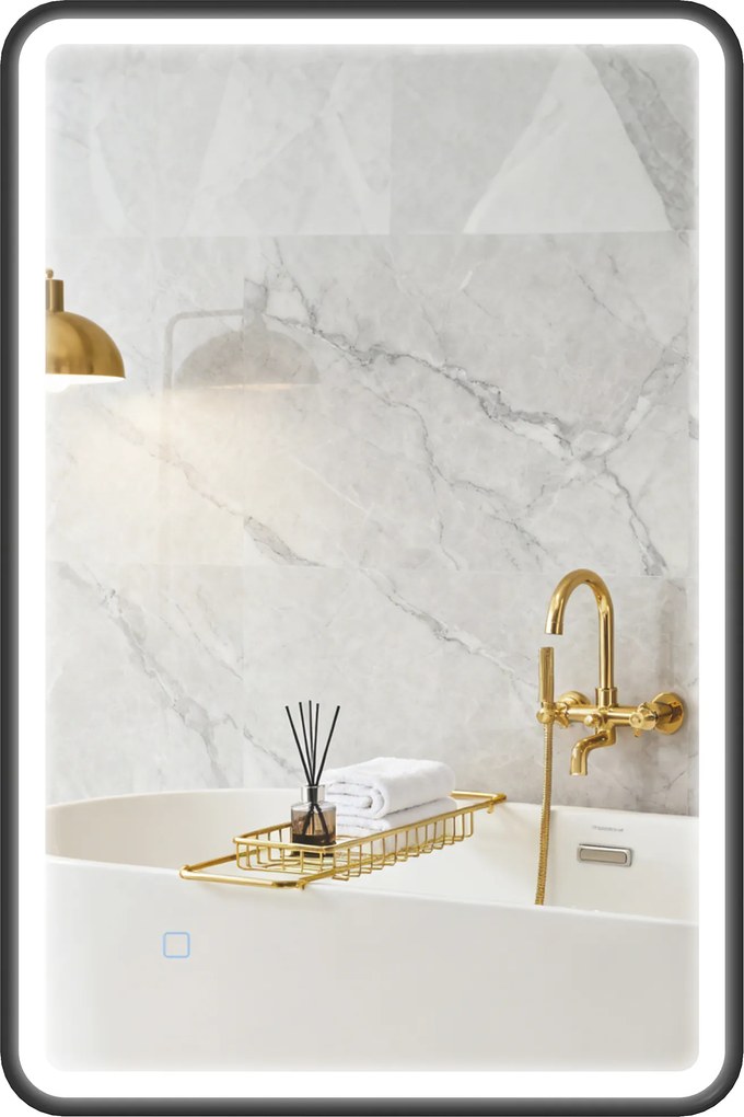 HOMCOM Oglindă de baie LED 90 x 60 cm, lumini, 3 culori, reglabilă, funcție memorie, orizontală și verticală, negru | Aosom Romania