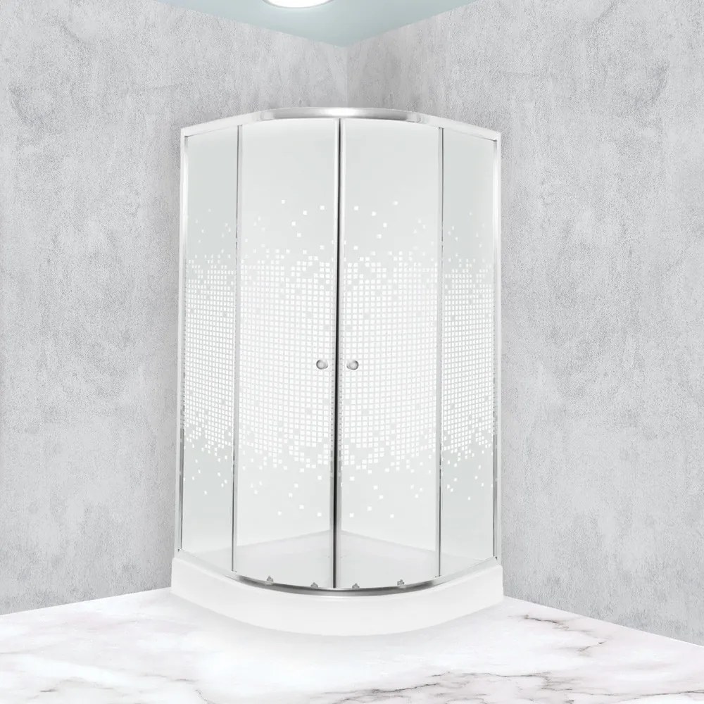 Cabină de duș curbată Pixel White 80 cu cădiță de duș
