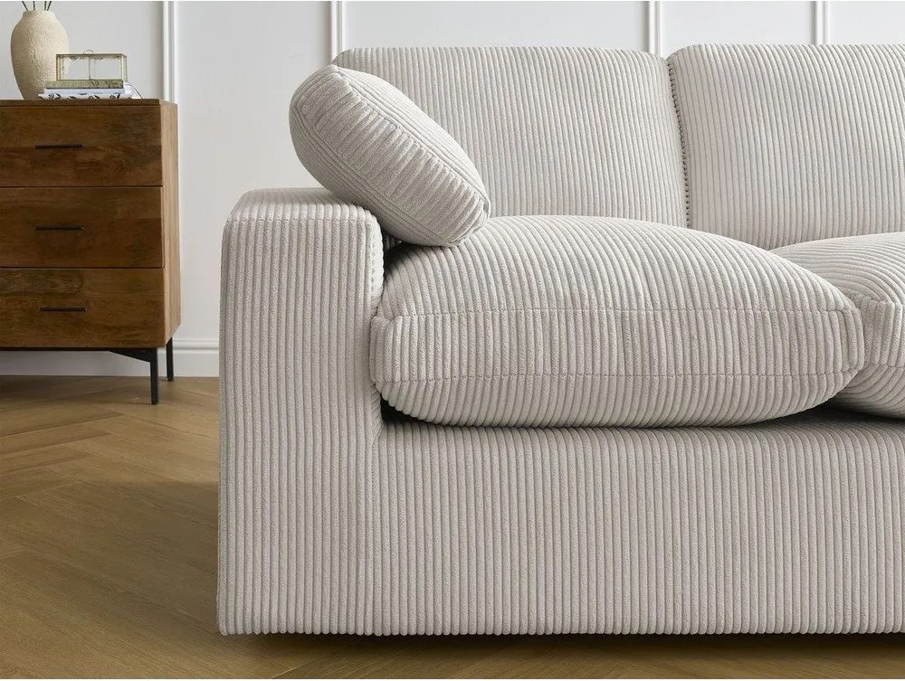 Colțar bej cu tapițerie din catifea reiată Belair – Bobochic Paris