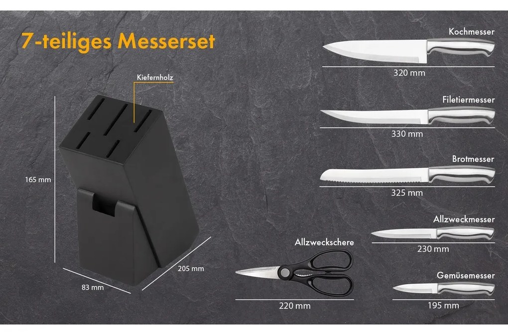 Set cuțite Classbach MBS 4018 7 buc., negru