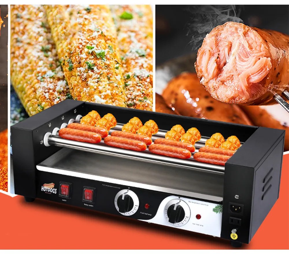 Aparat de prajit-incalzit crenvursti cu role pentru preparare HOT DOG