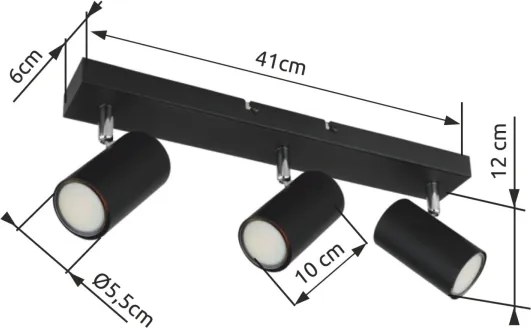 Spot ROBBY 3xGU10/35W/230V neagră Globo 57911-3B