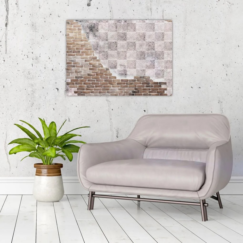 Tablou pe sticlă - Perete de cărămidă (70x50 cm)