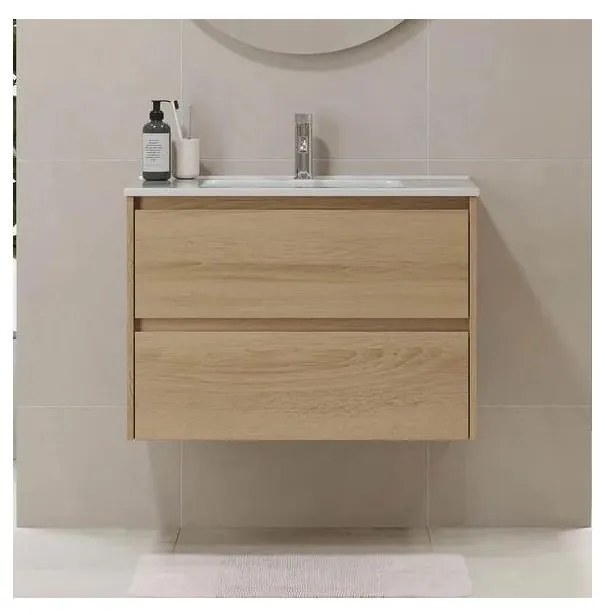 Dulap de baie cu lavoar MOLDE, 80 cm, stejar