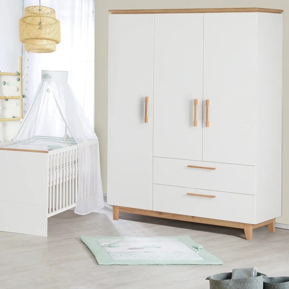 Șifonier pentru copii alb cu aspect de lemn de stejar 135x200 cm Finn – Roba